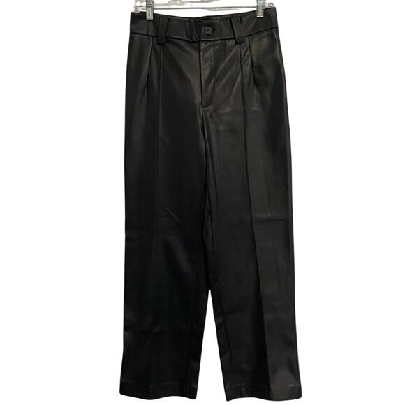 Rachel Zoe Faux Leather Pants Size Medium Black High Rise Straight Trouser NEW - Picture 1 of 10